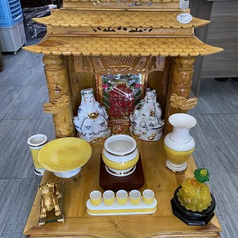 Bàn Thờ Thần Tài Mái Chùa Gỗ Mít Bttt6964 (3)