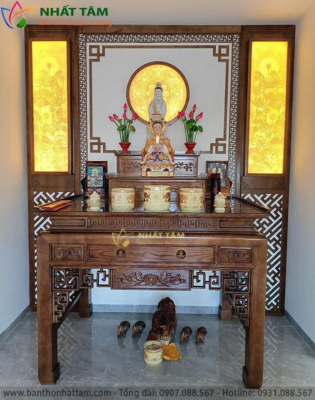 bài trí bàn thờ Phật và gia tiên 