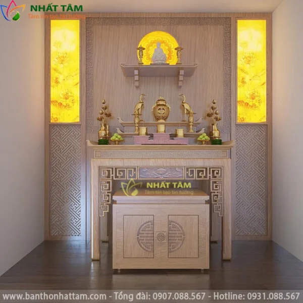Bàn Thờ Gỗ Sồi Có Gỗ đôn 