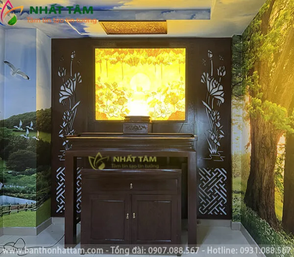 Bàn Thờ Gỗ Sồi Có Gỗ đôn 
