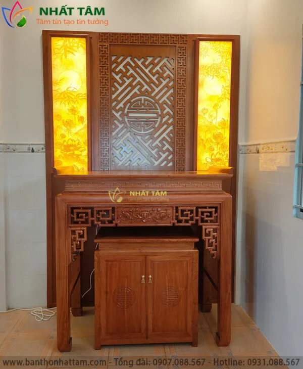 Bàn Thờ Gỗ Sồi Có Tủ đôn